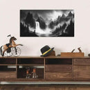 Mountain Wall Pictures for Living Room Decor - Black and White Wall Art Bedroom - Waterfall Canvas Wall Art for Office Size 20" x 40" by CozyNest Decor