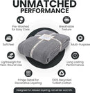 Gold Case Throw Blanket for Bed – 100% Recycled Turkish Cotton Bed Blanket – Decorative Throw Cotton Blankets for Living Room & Bedroom – Elegant Black Woven Queen Blankets – 90x90 by CozyNest Decor