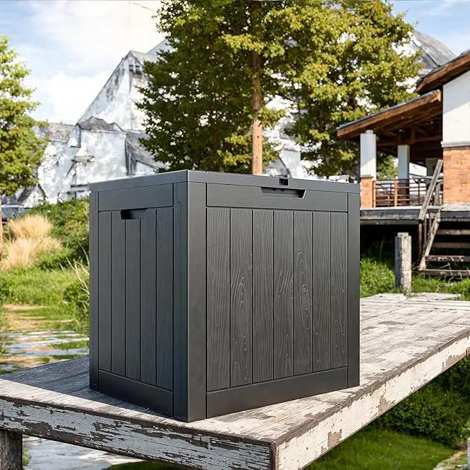 30 Gallon Outdoor Deck Box,Storage Lockable Waterproof Patio Furniture,Garden Tools,Cushions,Pool Accessories Outside Storage Resin Box(Black), photo 6 of 7