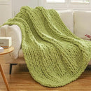 WESHIONGOO Chunky Knit Blanket Throw 50"×60" Knitted Throw Blankets for Couch Bed Fluffy Soft Blanket with Jumbo Chenille Yarn Thick 100% Handmade (Lime Green) by CozyNest Decor