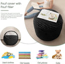 HIGOGOGO Round Stuffed Pouf Ottoman, Corduroy Poufs with High-Density Foam Filling, Furry and Fluffy Pouf Foot Stool Storage Ottoman, 20 X 15 Floor Poufs Foot Rest for Living Room, Black by CozyNest Decor