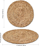 Defined Deco Woven Placemats Set of 6,12" Round Rattan Placemats,Natural Hand-Woven Water Hyacinth Placemats,Farmhouse Weave Place Mats,Rustic Braided Wicker Table Mats for Dining Table,Home,Wedding. by CozyNest Decor