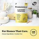Pronounce Laundry Detergent Powder Alternative | Earth-Derived Ingredients, Eco-Friendly, Safer for Sensitive Skin, Eczema, and Babies. Stain + Smell Fighting. HE Safe (Lemon, 120 Loads). by TinyTreasures Baby Boutique