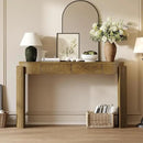 55" Sofa Table with Oval Top and 2 Drawers, Entryway Console Table with Fluted Design for Hallway,Foyer,Entry and Living Room (Fully Assembled-Pine Wood) by CozyNest Decor