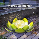 Huaxu Solar Lights Outdoor Garden Decoration Crackle Globe Glass Waterproof LED Metal Green Lotus Flowers Gift for Mom,Women,Patio,Lawn,Walkway,Tabletop,Ground by GreenHaven Gardens