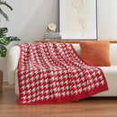 Snuggle Sac Christmas Red Houndstooth Throw Blanket for Couch, Reversible Super Soft Warm Blankets Cozy Knit Fuzzy Plush Lightweight Throws for Sofa Bed Houndstooth Red, 50x60 inches by TinyTreasures Baby Boutique