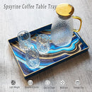 Spsyrine Decorative Tray, Plastic Rectangular Coffee Table Tray with Handles, Marble Serving Tray for Living Room, Ottoman, Bathroom Decor. 15.6” X 10.2".SLRE by CozyNest Decor
