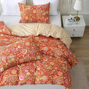 ABREEZE Paisley Bedding Sets 3Pcs Brushed Cotton Duvet Cover Set King Size Rustic Damask Red Floral Comforter Cover with Zipper Closure Boho Bedding Collections by CozyNest Decor
