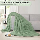 L'AGRATY Chunky Knit Blanket Throw: 80''x90'' Chenille Chunky Knitted Throw Blanket for Bed Couch - Handmade Thick Big Cable Knit Blanket - Large Chunky Crochet Blanket for Home Decor(Sage Green) by CozyNest Decor