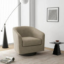 Swivel Barrel Accent Chair, Modern Round Linen Arm Chair for Living Room, Bedroom, Comfy Club Reading Chairs for Adults（Linen Fabric, Light Brown, Set of 4 by CozyNest Decor