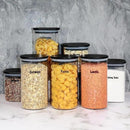 Urban Green Glass Jars with Black Lids, Glass food storage container sets with black lids, Airtight Canisters Sets with Bamboo Lids. Pantry Jar (3 Pack of 48oz) by CozyNest Decor