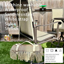 Picnic Blanket Extra Large Waterproof with Strap 59"x79" - Machine Washable Tassels Faux Wool Cashmere for Park, Grass, Camping, Hiking, Concerts (Deep Tan with white shoulder strap, 59"X79") by TinyTreasures Baby Boutique