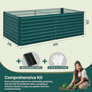Raised Garden Bed Kit-6x3x2ft-Galvanized Steel-Ideal for Vegetables, Flowers, Herbs-Large Deep Root Planter Box-Tall Design-Includes 3ft x 30ft Weed Barrier Fabric and 1 Pair of Gloves-Green by GreenHaven Gardens