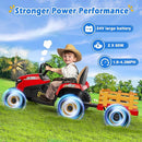 24V Ride On Tractor w/Tiltable & Detachable Trailer, 2x65W Motors, EVA Tires, Remote Control, Bluetooth, Shifter, Music, Electric Car for Kids Ages 2-5, Red by TinyTreasures Baby Boutique