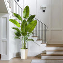 Lifelike Bird of Paradise Silk Artificial Plant Faux Banana Leaf Tree for Home Decor - Perfect Indoor Floor Plant with 11 Trunks (1, White Tall Planter, 6.6 FT) by CozyNest Decor