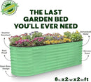 Galvanized Raised Garden Beds Outdoor // 8×2×2 ft Planter Raised Beds for Gardening, Vegetables, Flowers // Large Metal Garden Box (Light Green) // Patented Tool-Free Design by GreenHaven Gardens