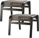 Patio Footstools Outdoor Foot Rest Aluminum Ottomans Samll Seat Wicker Furniture Patio Ottoman 2 Pieces Brown by CozyNest Decor