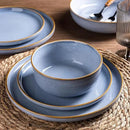 GBHOME Ceramic Dinnerware Sets for 8, 24 Pieces Stoneware Plates and Bowls Sets, Scratch Resistant Dishes, Dishwasher & Microwave Safe, Reactive Glaze-Brunnera Blue by CozyNest Decor