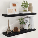 Fun Memories Black Floating Shelves 36 Inch Long, 9 Inch Deep Wall Shelves Set of 2, 36 x 9 Floating Shelf for Wall, Rustic Wood Floating Shelves for Kitchen, Living Room, Bedroom by CozyNest Decor
