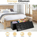 43 Inches Folding Storage Ottoman Bench, PU Leather Storage Chest, Footrest Padded Seat for Bedroom and Hallway, Holds up to 660 lbs, Black by CozyNest Decor