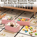 3 Pack Small Storage Baskets for Organizing, Cute Woven Decorative Gift Baskets for Shelves, Mini Closet Organizer Bins with Handles, 11.81''Lx7.87''Wx4.72''H-Pink by CozyNest Decor