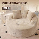 ovios 58" Oversized Round Chair Lounge Chaise Indoor, No Assembly Required, Cloud Large Circle Chair with Plush Fuax Fur, Fluffy Modern Sleeper Sofa Bed for Reading Yoga, Beige (Plush Corduroy Fabric) by CozyNest Decor