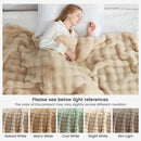 Cozy Bliss Faux Fur Throw Blanket for Couch, Fuzzy Soft Plush Thick Bubble Blanket for Sofa Bedroom Living Room, 60 * 80 Inches Beige by CozyNest Decor