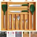 Bellsal Large Premium Bamboo Silverware Organizer - Expandable Utensil Drawer Organizer - 17"x19.6" Utensil Holder and Cutlery Tray with Grooved for Kitchen Flatware and Utensils Mother's Day Gift by CozyNest Decor