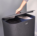 Joseph Joseph Tota 90 liter/23.8 gallon Laundry Hamper Separation Basket with lid, 2 Removable Washing Bags with Handles - Black by CozyNest Decor