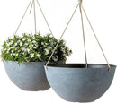 LA JOLIE MUSE Large Hanging Planters for Outdoor Plants - Hanging Flower Pots Weathered Gray (13.2 Inch, Set of 2) by GreenHaven Gardens