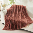 NEWCOSPLAY Super Soft Throw Blanket Coffee Premium Silky Flannel Fleece 3D Clouds Stylish Jacquard Lightweight Bed Blanket All Season Use 350GSM (Coffee, Throw(50"x60")) by CozyNest Decor