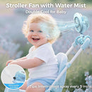 2025 Upgarded 4000mAh Misting Baby Stroller Fan, Rechargeable Battery Operated,Max 15Hrs Cooling,50ml Portable Water Sprayer Misting Fan with Flexible Tripod Clip on Car Seat Crib Treadmill Bunk Bed by TinyTreasures Baby Boutique