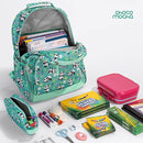 Choco Mocha Cheetah Backpack for Girls, Elementary School Backpack for Girls Ages 6-8 Kids Kindergarten Backpack Bookbag 17 Inch with Chest Strap, Green by TinyTreasures Baby Boutique