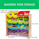 Humble Crew Kids Toy Storage Organizer with 12 Plastic Bins, Natural Wood/Rainbow – Removable Bins for Playroom, Bedroom, Toddler Furniture for Boys and Girls Ages by TinyTreasures Baby Boutique