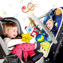 Car Seat Toys for Baby Infant 6 Months and Up, Carseat Toys with Musical Pedal Piano, Baby Mirror and Hanging Squeaky Sensory Soft Baby Toys 6 to 12 Months, Baby Car Toys Rear Facing by TinyTreasures Baby Boutique