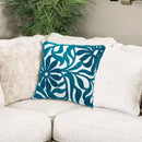 Alysheer Farmhouse Floral Leaves Embroidered Decorative Throw Pillow Cover 18x18 inches, Boho Tufted Flowers Embroidery Pattern Chic Cotton Cushion Case for Couch Bed Sofa Living Room(Teal Blue) by CozyNest Decor