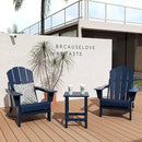 WO Home Furniture Adirondack Chairs Table Set of 3 PCS Outdoor Folding Chairs Side End Table Weather/UV Resistant for Lawn, Garden, Bon Fire, Balcony (Navy Blue) by GreenHaven Gardens