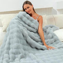 RYNGHIPY Faux Fur Throw Blanket Double Side Thick and Warm for Couch Plush Fluffy Faux Rabbit Fur Decoration for Sofa Chair and Bed Grey Winter Blanket (Grey, 51''x63'') by CozyNest Decor