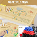 Brelley Kids Table and 6 Chairs Set, Height Adjustable Toddler Desk and Chair Set, Graffiti Desktop, Classroom/Daycare/Home, Children Multi-Activity Table for Ages 2-8 by CozyNest Decor