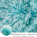XeGe Plush Faux Fur Throw, Aqua Comfy 50x60 Fuzzy Blanket, Luxury Boho Lightweight Couch Throw, Autumn Ultra Soft Fluffy Shaggy Lap Blanket for Couch Bed Sofa Chair Ombre Aqua Green by CozyNest Decor