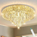 Modern Crystal Chandeliers for Dining Room LED Light Fixture Close to Ceiling Chandelier Flush Mount Ceiling Light Dimmable Lamp with Remote for Living Room Bedroom Hallway by CozyNest Decor