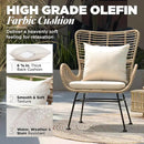 IDZO Isabelle Upgraded 2000 Hours UV Wicker Chairs Outdoor Set of 2, 500 lbs Capacity Outdoor Patio Chair, All-Weather Club Chair with Water-Resistant Olefin Cushions, Boho Style, Beige by CozyNest Decor