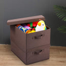 HOONEX Linen Foldable Storage Bins with Lids, 2 Pack, Storage Boxes with Carrying Handles and Sturdy Heavy Cardboard, 16.5" L x 11.8" W x 7.5" H for Shoes, Clothes, Brown by TinyTreasures Baby Boutique