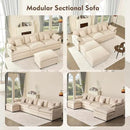 108" U Shaped Couch, Modular Sectional Sofa, 3-Seater Comfy Cloud Couch with Movable Ottoman, Deep Seat Couches for Living Room, Linen, Beige by CozyNest Decor