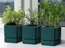 4 Inch Herb Planter Pot, Plastic Planter with Drainage Holes and Saucer, Modern Decorative Gardening Pot for Indoor Plants, Flowers, Herbs, Succulents, Green, Set of 3, 76-Y-C-3 by GreenHaven Gardens