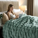 Lotus Karen Faux Fur Throw Blanket Sage Green - Big Bubble Rabbit Fluff Blanket for Couch Bed Sofa,Softest Fluffy Fuzzy Cozy Blanket, Plush Thick Furry Shaggy Warm Blankets for Women,50x60 Inches by CozyNest Decor