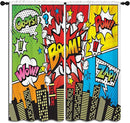 Superhero City Wars Explosion Rod Pocket Blackout Curtains for Boy Girl Bedroom, Colorful Comics Ar Thermal Insulated Home Window Drapes for Living Room Darkening, 72x63 inch by TinyTreasures Baby Boutique