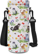 Neoprene Water Bottle Carrier Bag with Adjustable Shoulder Strap for Men Women Walking Hiking,Portable Insulated Holder Case for Stainless Steel/Glass/Plastic Bottles by TinyTreasures Baby Boutique