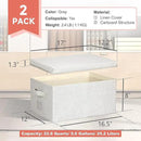Large 17''x12'' Quart Collapsible Stackable Storage Bins with Lids, 2 Packs Off White Fabric Closet Boxes with Lids, Storage Cube Baskets Container Organizers for Bedroom Office(17''x12.2x''8'') by CozyNest Decor