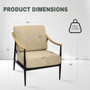 Modern Accent Chairs Set of 2 for Living Room Bedroom Mid Century Arm Chairs Upholstered Office Accent Chairs Comfy Waiting Room Chairs with Metal Frame, Khaki by CozyNest Decor